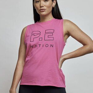 PE Nation Heads Up Tank - Pink Glo muscle tank size medium